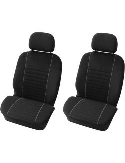 Set huse scaune fata auto Hyundai Accent, Carpoint Velour negru 4 buc ( 2 huse scaune fata + 2 huse tetiere)