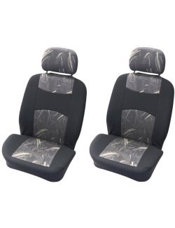 Set huse scaune fata auto Hyundai Accent, Carpoint Classic Negru/Gri 4 buc ( 2 huse scaune fata + 2 huse tetiere)