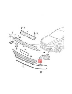 Bandou bara protectie VW Polo 09 2017 Fata partea Dreapta cromat Aftermarket