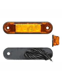 Lampa pozitie gabarit si semnalizare 12/24V; 4 led-uri; oval; fixare cu holsurub; LED; portocaliu; Latime: 77,50 mm; Inaltime: 18 mm; adancime: 11 mm