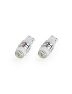 Bec de pozitie tip LED , T10 W2.1x9.5 W5W, 12V , 2 SMD 5730, cu lupa , culoare alb , AMIO, set 2 buc