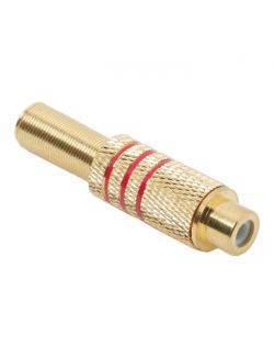 Soclu RCA placat cu aur pentru cablu de maxim 6 mm, marcaj rosu set 10 buc