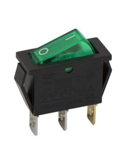 Intrerupator basculant 1 circuit 10A-250V OFF-ON lumini de verde, Set comutatoare 5 buc