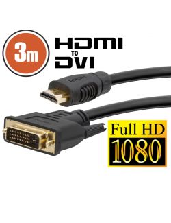 Cablu DVI-D / HDMI 3m cu conectoare placate cu aur
