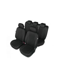 Set huse scaun model Hermes Black pentru Seat Leon 3 5F dupa 2013 , set huse auto Fata + Spate