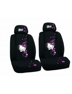 Huse scaune auto Hello Kitty, set 2 bucati pentru scaunele fata, culoare negru