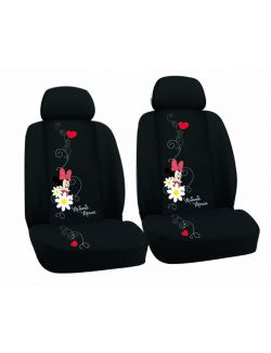 Huse scaune auto Minnie Mouse, set 2 bucati pentru scaunele fata, culoare negru