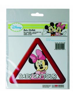 Abtibild pentru luneta Minnie Mouse Baby on Tour, stickere auto , 17x15x0,1 cm