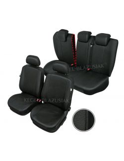 Huse scaune auto imitatie piele Fiat Panda 3 dupa 2012-, set huse fata + spate, culoare negru