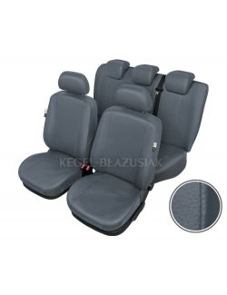 Huse scaune auto imitatie piele Seat Leon I-II 1999-2012, set huse fata + spate, culoare Gri