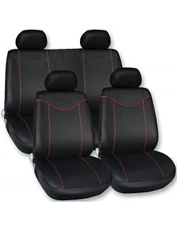 Set huse scaune fata - spate auto VW Vento, Streetwize Racing Style rosu 11 piese