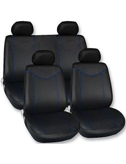 Set huse scaune fata - spate auto VW Tiguan, Streetwize Racing Style Albastru 11 piese