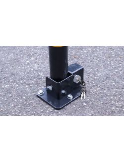 Stalp blocare loc de parcare profil rotund din metal pliabil cu blocare cu cheie la baza 60x5cm
