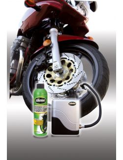 Kit reparatie pana Slime Moto Repair 237ml + Compresor aer 12V pentru anvelope fara camera lichid reparatie pana