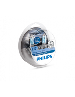 Set 2 becuri auto cu halogen pentru far Philips SHARP White Vision Ultra H7 12V 55W PX26D