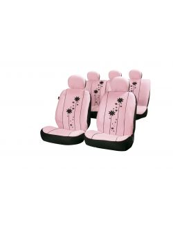 Set huse scaune auto Pink Urban Girl Huse auto Fata + Spate compatibile cu modelele cu Airbag in scaune