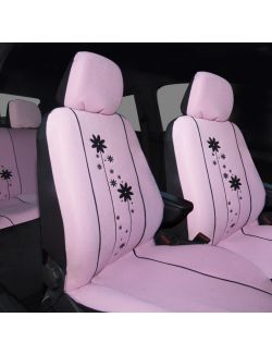 Set huse scaune auto Pink Urban Girl Huse auto Fata + Spate compatibile cu modelele cu Airbag in scaune